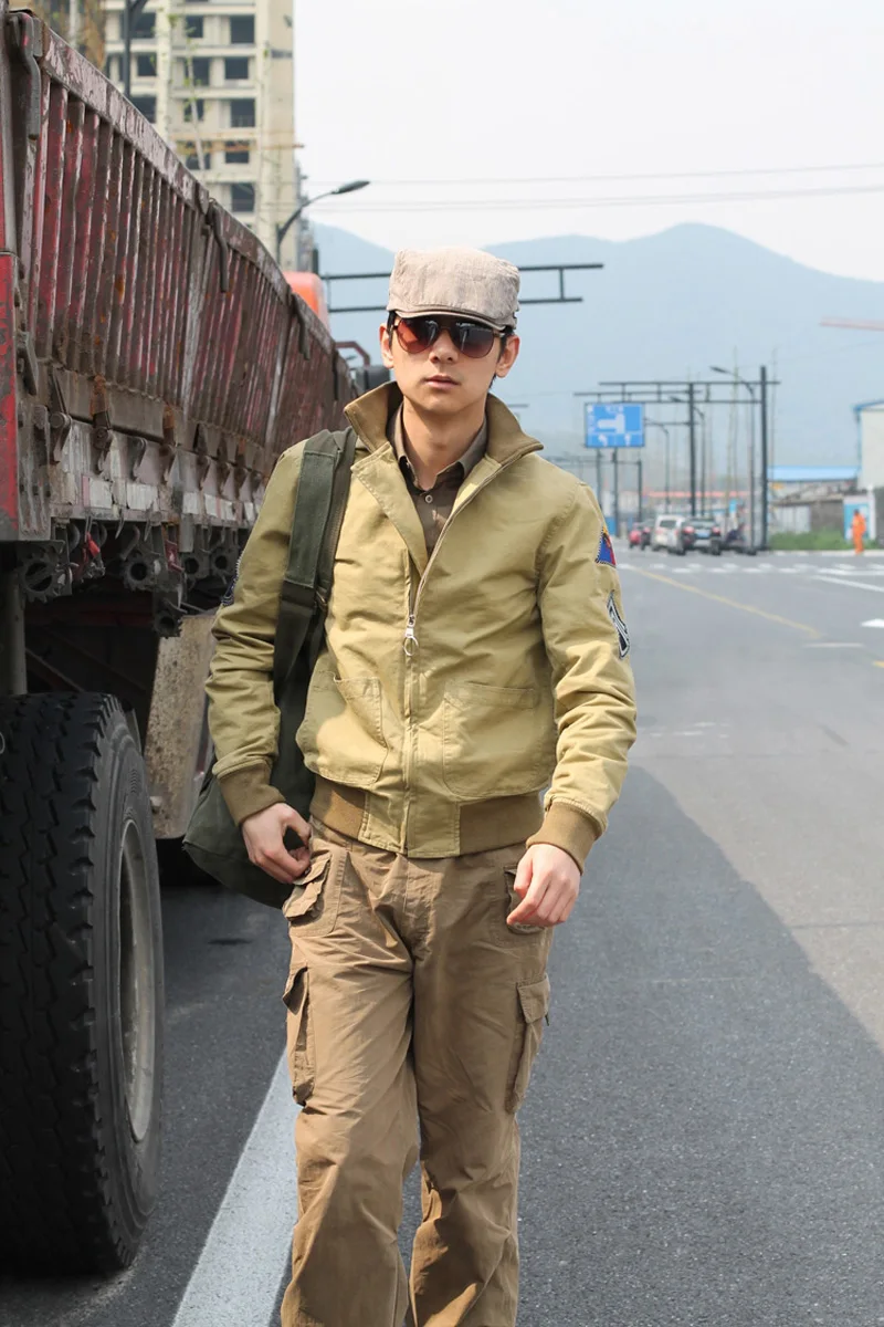 Куртка мужская шерстяная в стиле милитари с накладными карманами 36 44|mens military