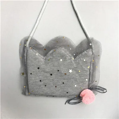 gray crown Monsisy Детский кошелек, Детский кошелек для монет и сумочка для девочек, мини-сумка Kawaii, лебедь, свинья, птица, кукла, сумка через плечо, детские кружевные сумки - Цвет: gray crown