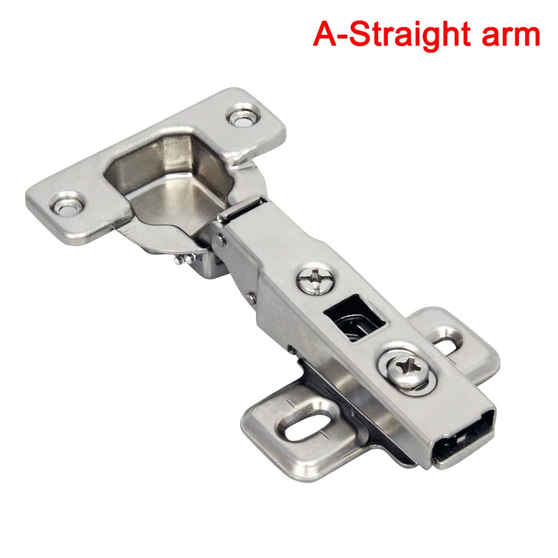 A-straight arm Прямой Рычаг Полный оверлейный шарнир для дверей никелевая отделка Автоматическая регулировка против скольжения быстрая установка BJStore - Цвет: A-straight arm