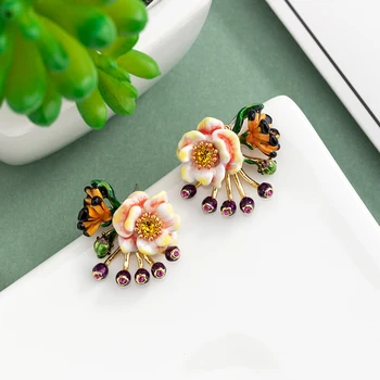 

2020 Sale Tin Alloy Fairy Brincos Para As Mulheres Pendientes A New Fashion Enamel Glaze Flower Blueberry Earrings For Women