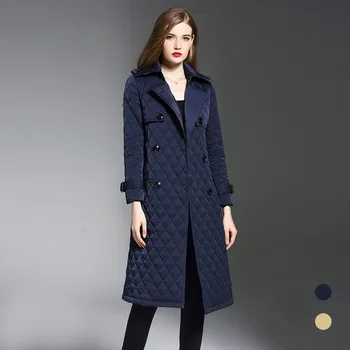 

Women winter parkas slim waist thick loose big yards diamond lattice cotton-padded jacket S to XL