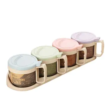 

4pcs Seasoning Cans Glass Handle Design Seasoning Bottle for Kitchen