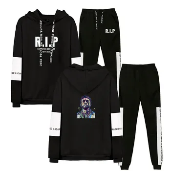 

RIP Chadwick Boseman Men's Sportswear Sets Winter Hooded Thick Male Casual Tracksuit Men 2 Piece Sweatshirt + Sweatpants Set
