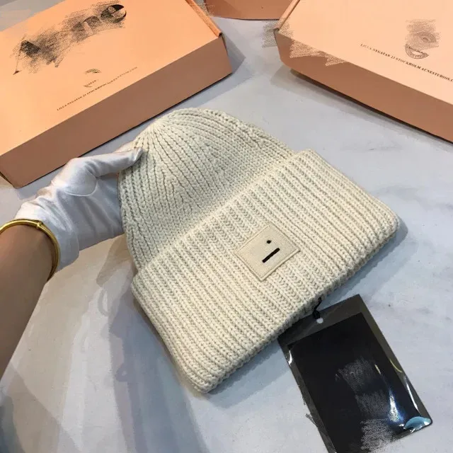 AC Studios Smiling face Beanie Skull Caps knitted Cashmere Eye Warm Couple Lovers Acne Hats Tide Street Hip-hop Wool Cap Adult