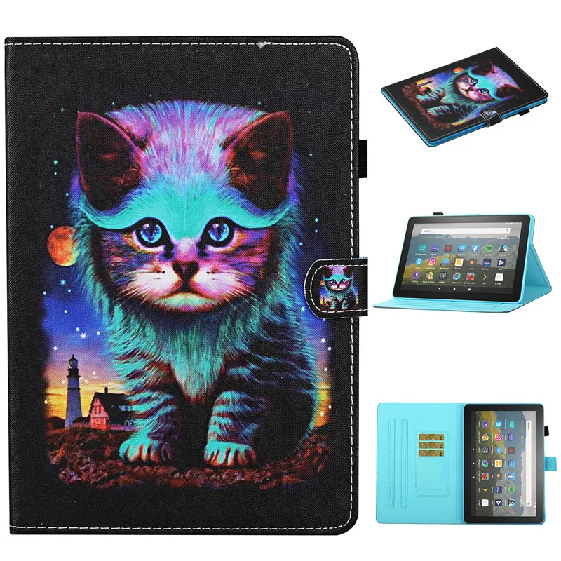 Чехол книжка с рисунком для Amazon Kindle Fire HD 8 2020 чехол подставка из искусственной