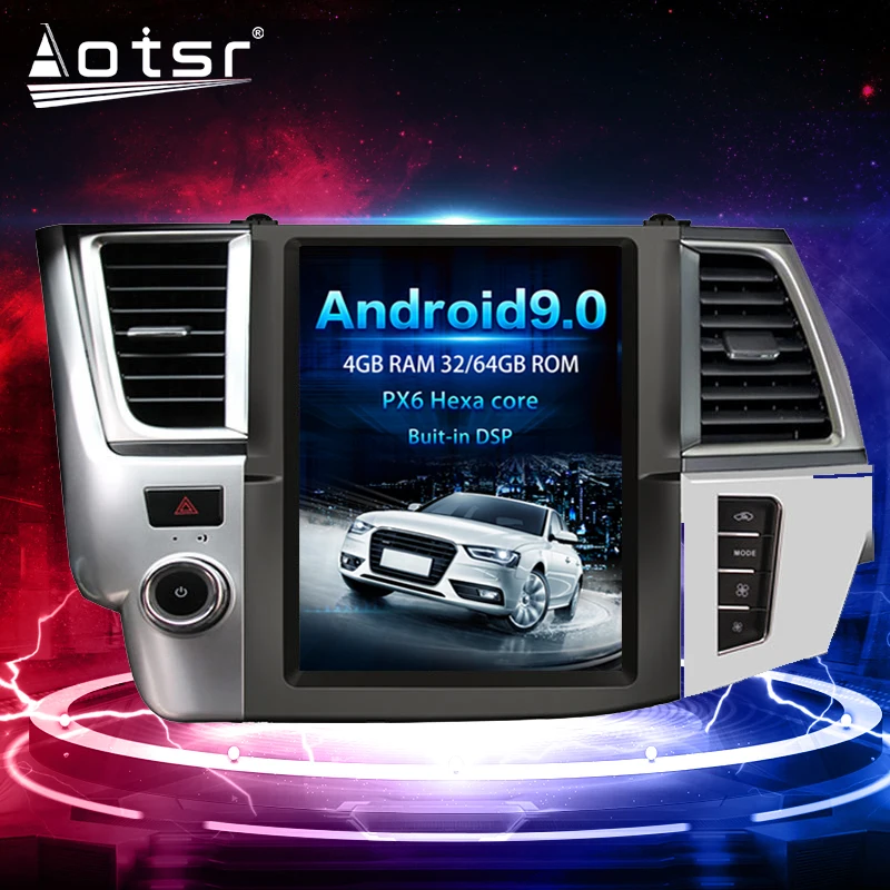 Android For Toyota Highlander 2014 - 2018 PX6 Tesla Vertical GPS Navi Car Multimedia Tape Recorder Radio Player Stereo Head Unit