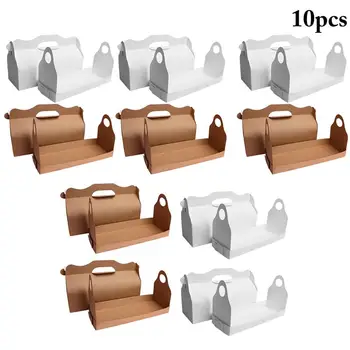 

10PCS Solid Color Portable Cake Box Cupcake Box Creative Portable Multipurpose Long Treat Packing Boxs Candy Cake Container
