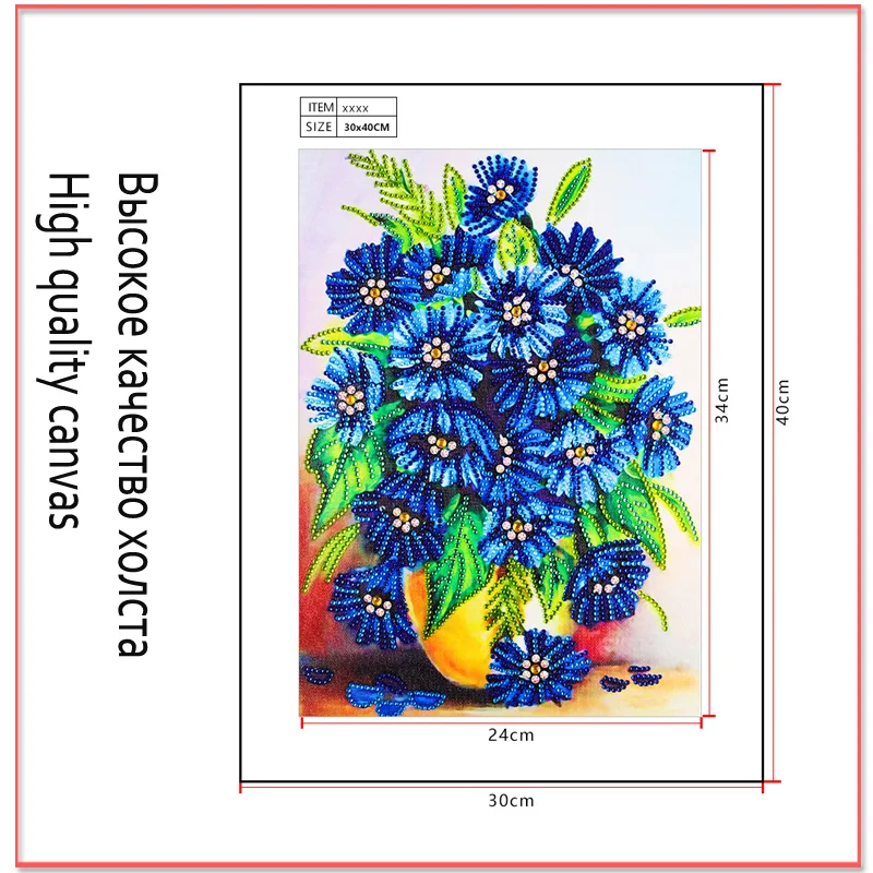 DIY 5D Diamond Painting Blue Daisy Flowers Embroidery Art Dotz Gem Paint Bead Crystal Rhinestone Drill Picture Kits for Adults (9)