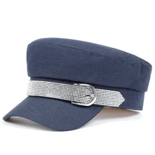 Новые стильные берет с большой пряжкой Корейская версия с бриллиантами хип-хоп шапки осенне-зимние модели трендовые кепки женские дикие шляпы