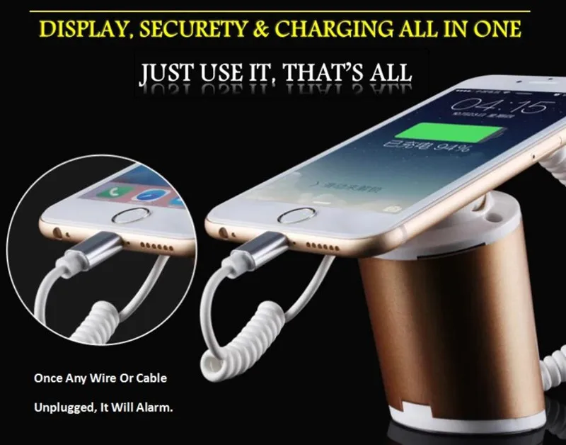 Мобильный безопасности зарядки и сигнализации ABS дисплей держатель стенд с зажимом для Apple Android usb Тип C Телефон Анти вор в магазине