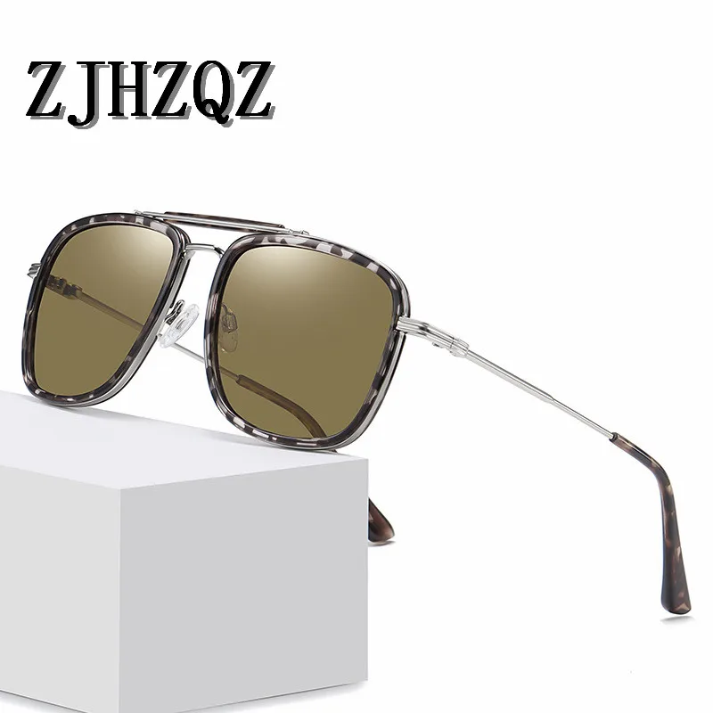 

Men Square High Quality Alloy Big Frame Gradient Polarized Sunglasses Womens Double Bridge Car Driving Outdoor Sports Eyewears