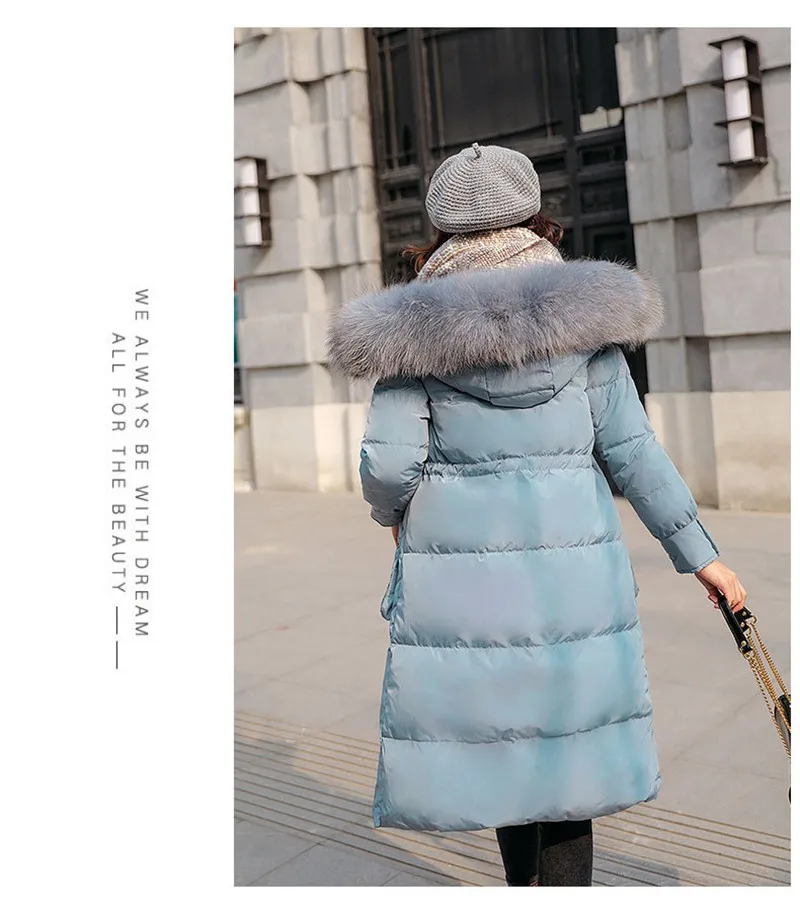 Luxury Winter Women Parkas Down Coat Jacket 80% Duck Down Raccoon Fur Hoody Lady Winter Warm Outerwear Coats LF9137