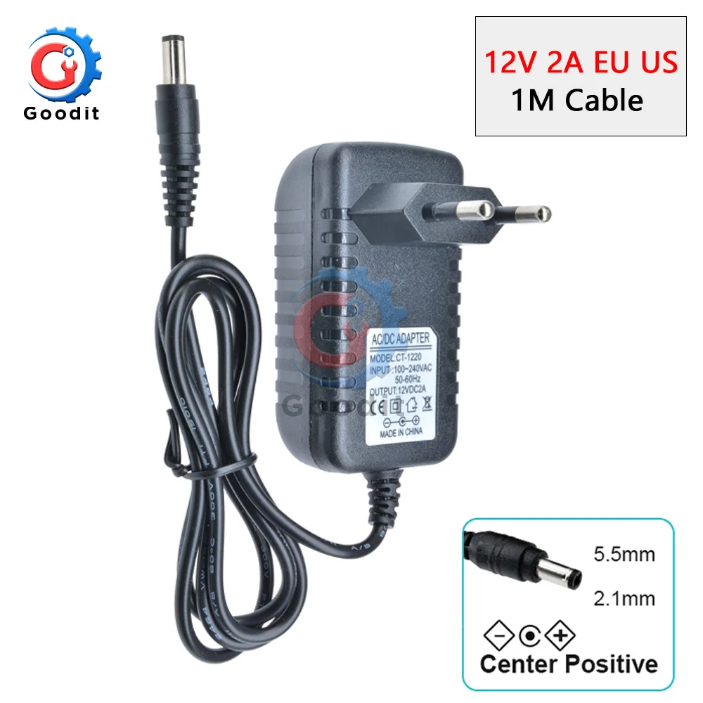

100-240V AC to DC EU Plug Converter Adapter Power Supply Charger Adapter for 2A LED Light Strips Power Adapter for Switch Lamp