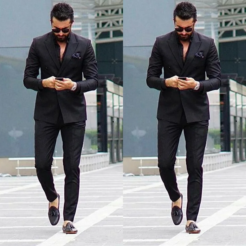 47Skinny Black Business Man Blazer Pants Groom Tuxedo Suits for Men Wedding Costume Homme Mariage Prom Party 2Piece Slim Fit Terno Masculino