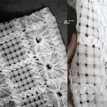 

hook flower 3d heavy texture embroidery wedding dress designer fabric for patchwork bazin riche getzner tissus telas por metros