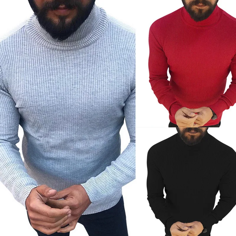

New Brand Turtleneck Sweater Men 2019 Autumn Fashion Long Sleeve Knitted Pullover Men Sweater High Quality Solid Slim Warm Tops