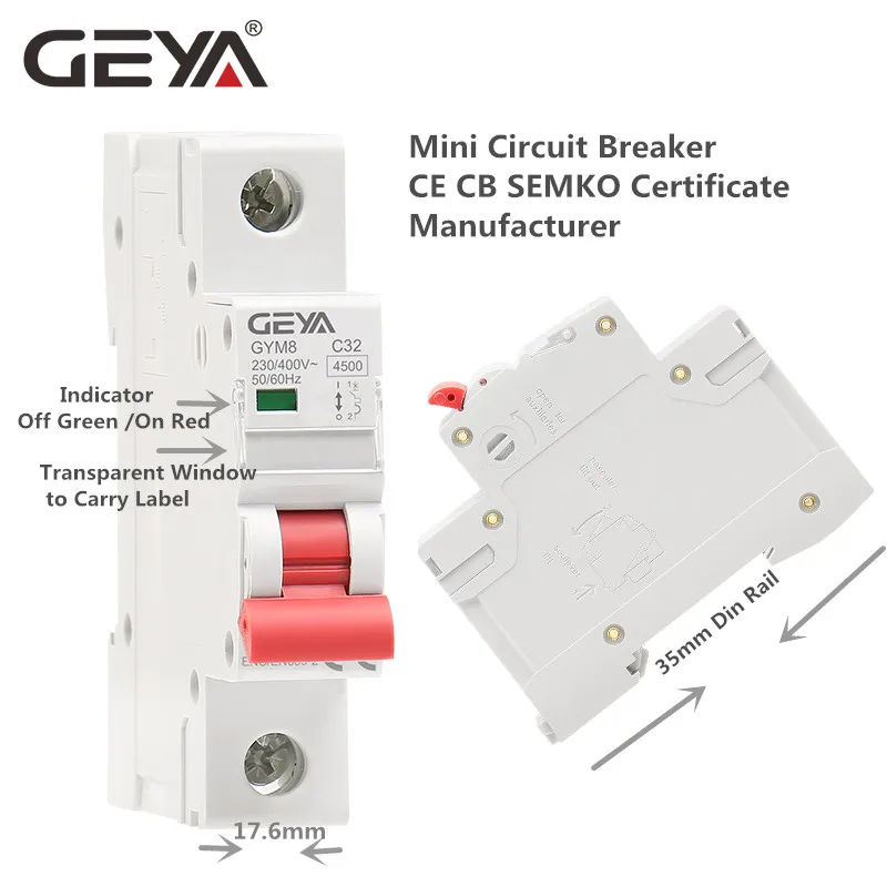 

220V 400V Mini Circuit Breaker C Type with CE CB SEMKO Certificate 4.5KA AC Switch GEYA Factory Quality Assurance