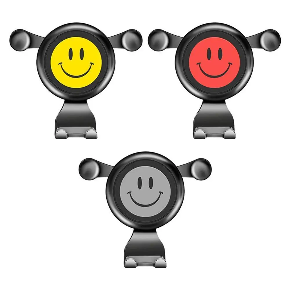 

Cute Smile Face Mobile Phone Holder Car Air Outlet Gravity Navigation Bracket For Phone Below For Various Mobile Phones