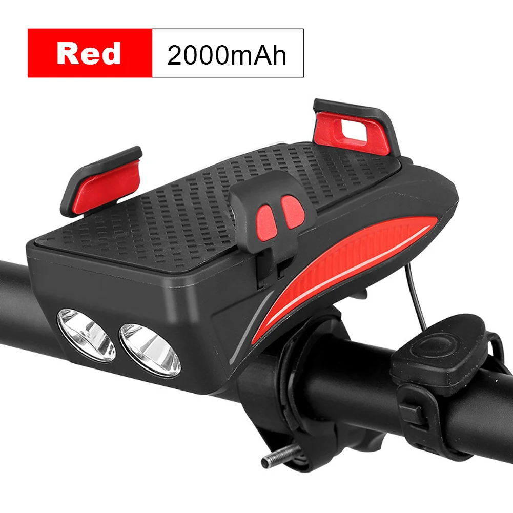 2000/4000LM Bicycle Light USB Rechargeable LED Bicycle Headlight Bike Horn Handlebar Phone Holder 3 in 1 multi-function light