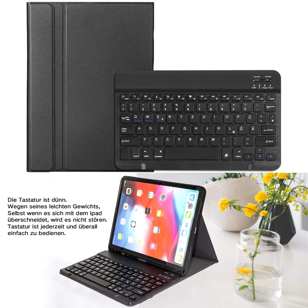 Немецкая Bluetooth клавиатура чехол для iPad Pro 11 чехол с держателем для ручки Магнитная адсорбционная подставка клавиатура кожаный чехол для планшета