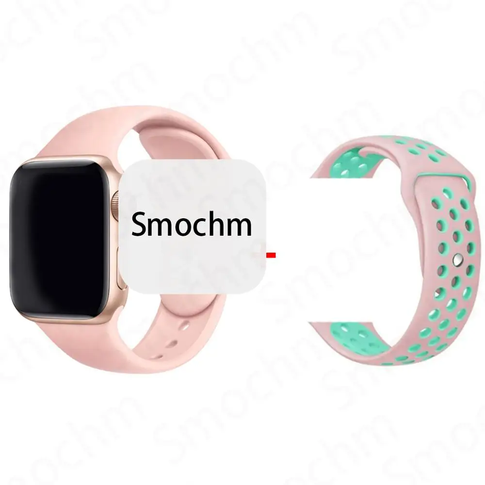 Smochm IWO 8 Plus DIY новые умные часы Bluetooth 1:1 Series 4 Беспроводное зарядное устройство MTK2502 обновлено для Apple Watch iPhone Android - Цвет: RoseG and PinkGreen