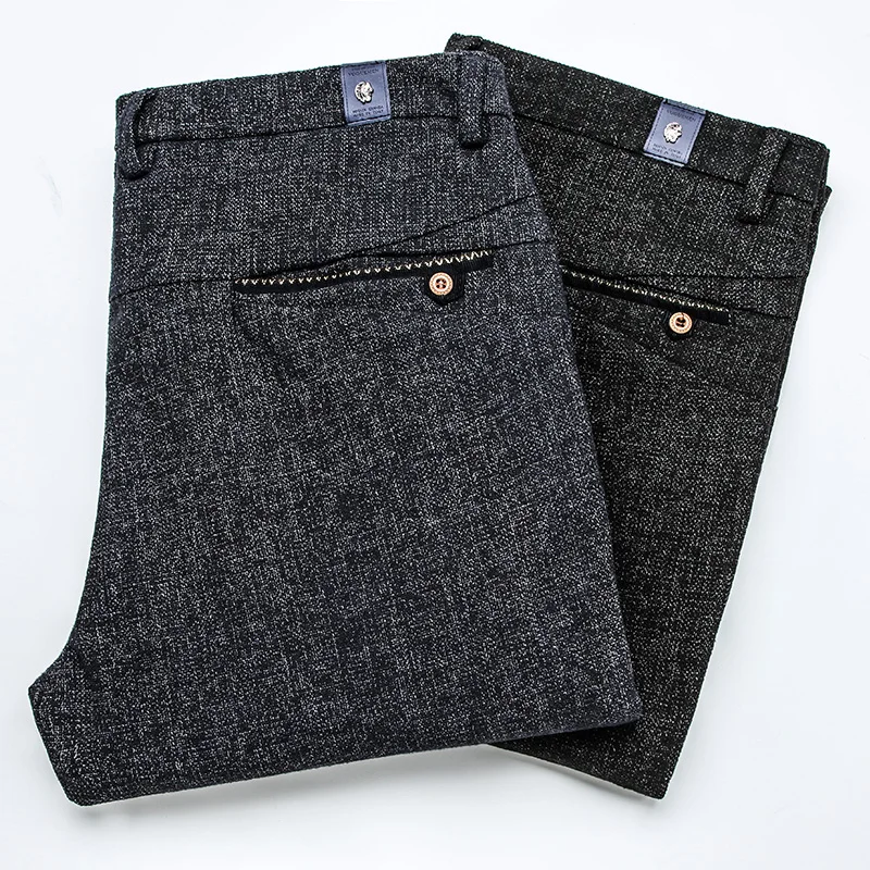 

Autumn New Men Business Casual Straight Jeans Classic Brushed Gray Black Male Slim Cotton Denim Pants Trousers Plus Size 51