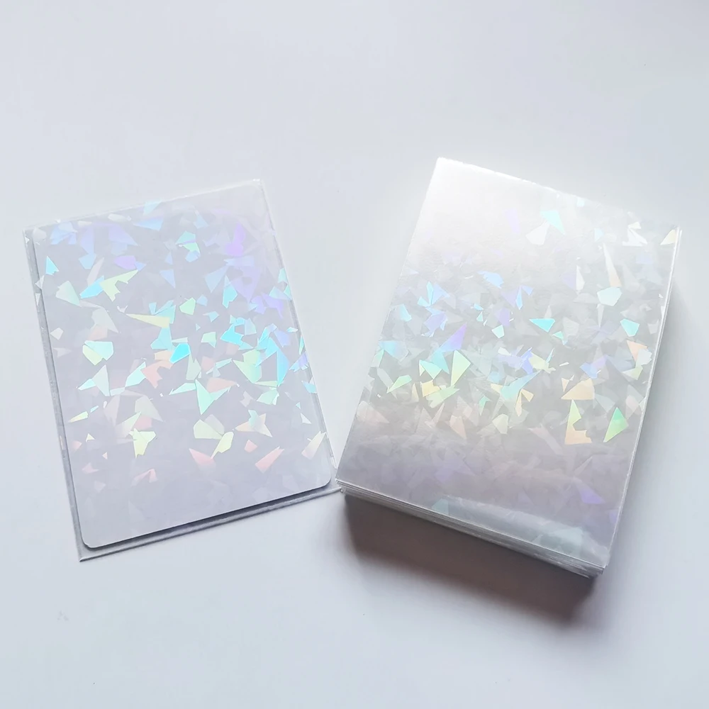 

100pcs/lot Broken Gemstone Glass Laser Flashing Card Film Holographic Idol Photo 66x91mm Pkm/MGT Card Protector Card Sleeves