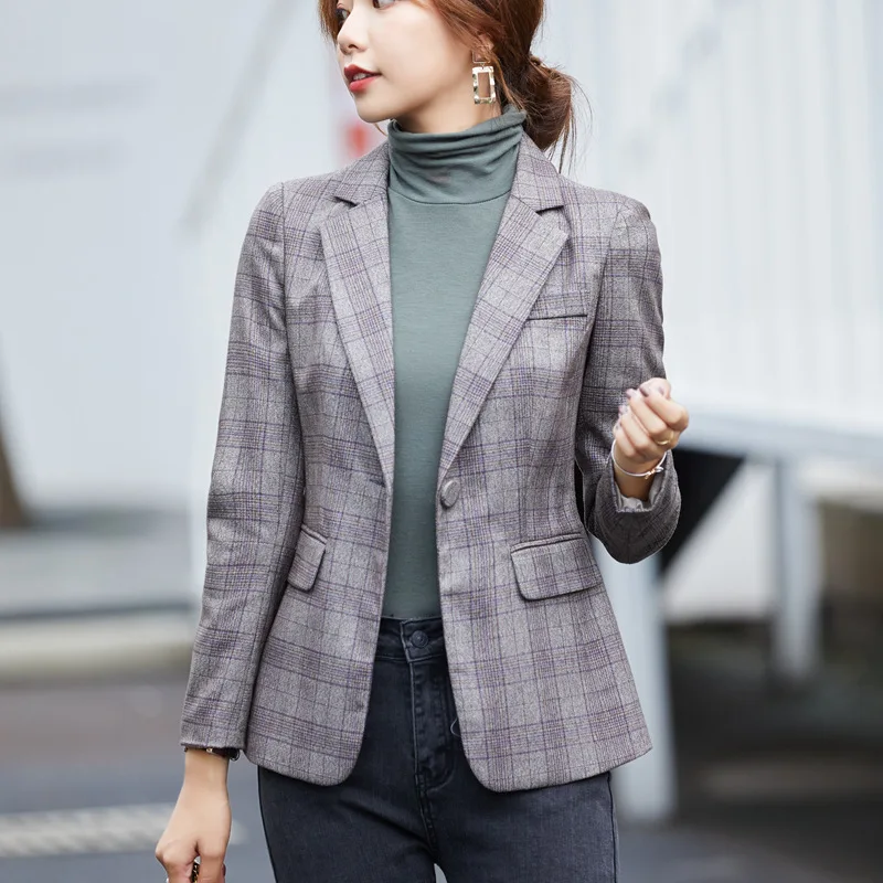 

Online Celebrity CHIC Plaid Small Suit Coat Women's Three-quarter-length Sleeve Women's 2019 New Style Korean-style Loose-Fit Ve