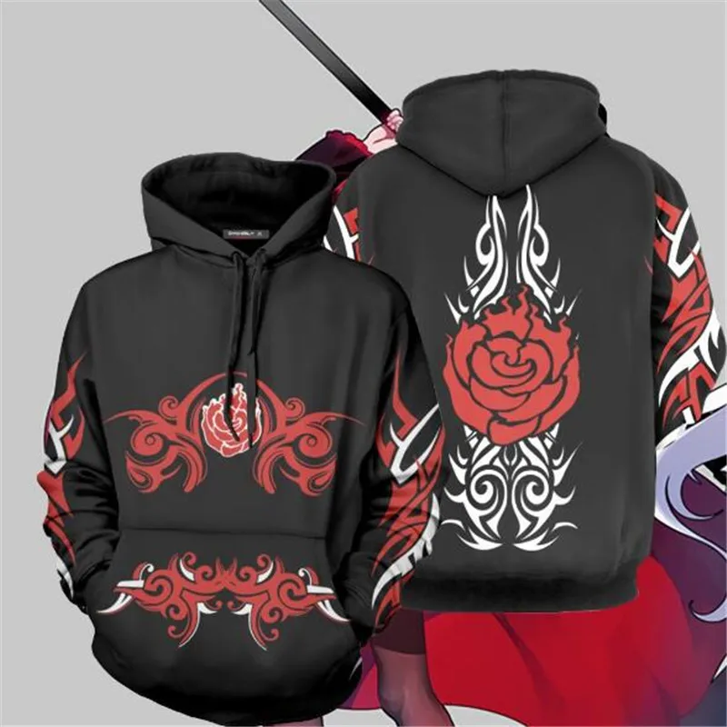 Anime RWBY Cosplay Ruby Rose coat of arms hoodie clothing men and women sweater anime coat 3D digital printing new
