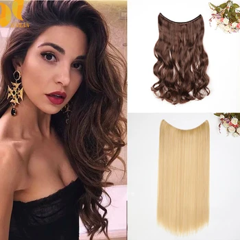 

XINRAN Wave Fishline Wig Hair Extensions Pure Color Hair Extension Wig High Temperature Hair Extension Straight Fishline