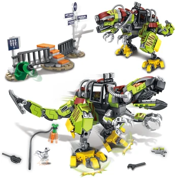 

HUIQIBAO TOYS 480pcs Jurassic Dinosaurs Tyrannosauru Mech Building Blocks city movie series Bricks World Toy for Children gift