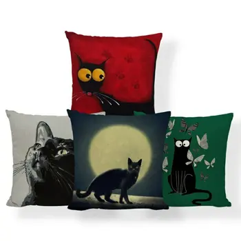 

Funny Dream Pillow Cat Moon Butterfly Cartoon Throw Pillowcase Cushion Cover