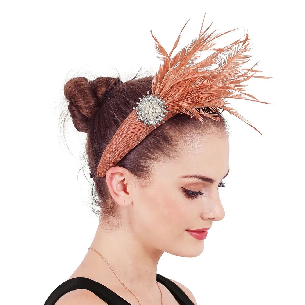 Mingli Tengda Princess Noble Hair Hoop Britain Court Banquet Head Hoop Hair Decorate Bride Feather Headwear Wedding Accessories