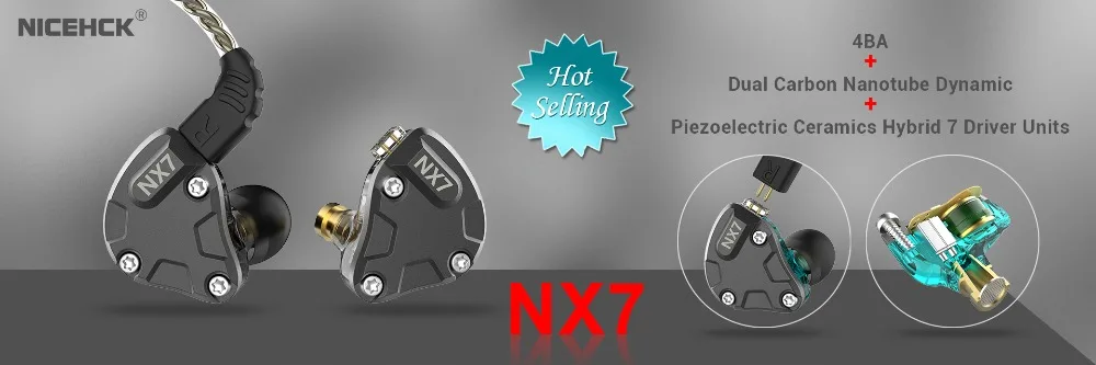 NICEHCK NX7 Pro 7 драйвер HIFI наушники 4BA+ двойной CNT динамический+ пьезоэлектрическая керамика Гибридный Сменный фильтр Лицевая панель IEM