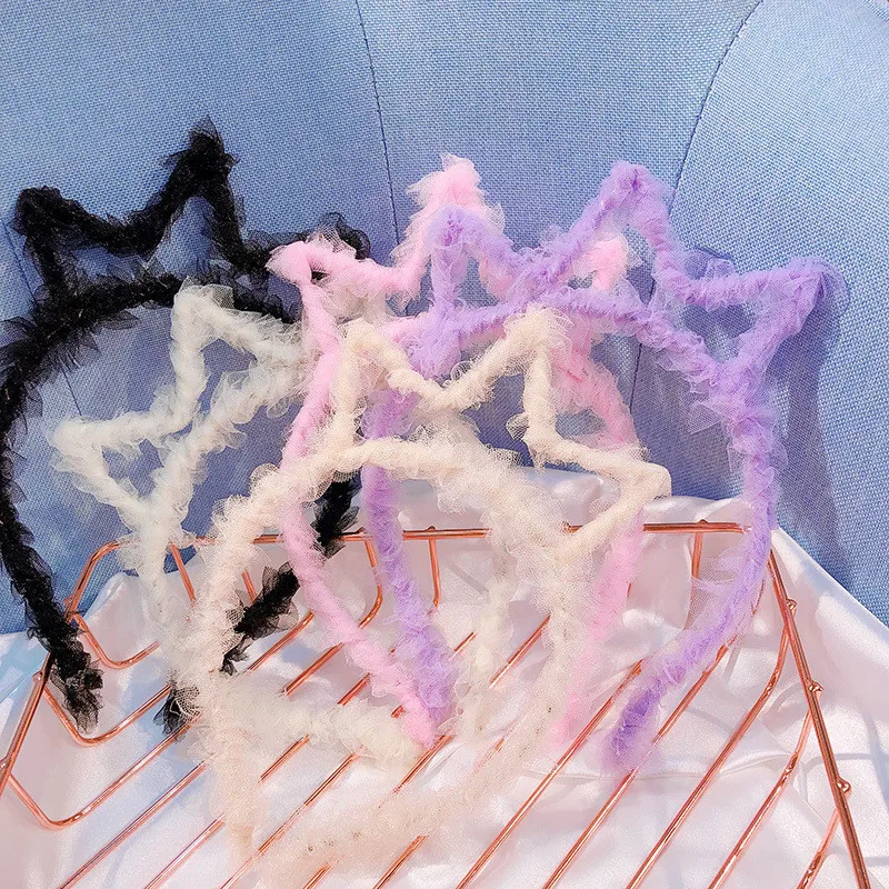 Модная детская сетчатая повязка на голову с короной, милый головной убор для девочек, детские милые аксессуары для волос в Корейском стиле