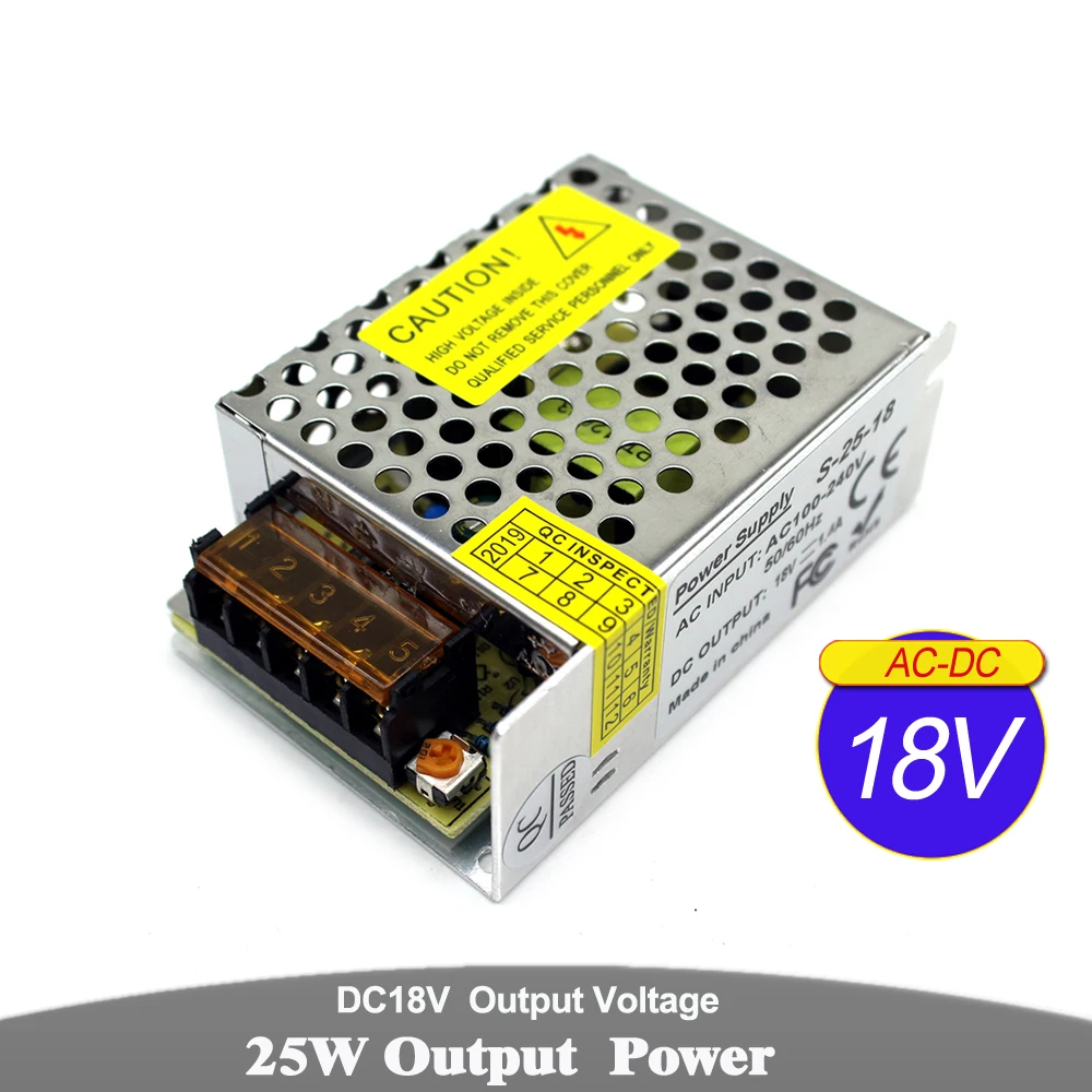Один выход импульсный источник питания DC 18V 25W трансформатор драйвера 100-240V AC к DC18V SMPS для электроники дисплей из светодиодной ленты