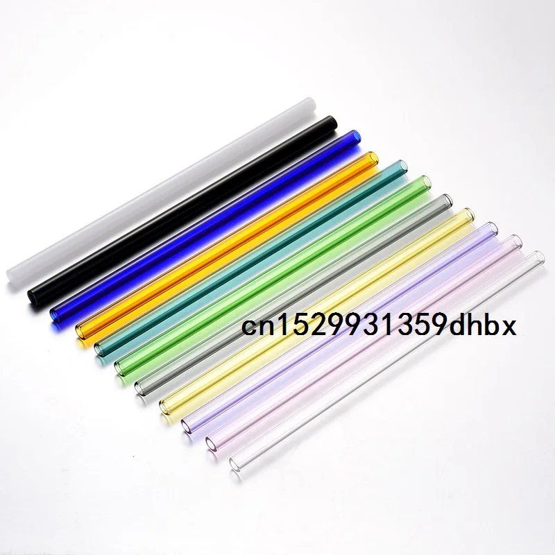 300pcs/lot Colorful Glass Straws 20cm x 8mm Straight Drinking Reusable Healthy Eco Friendly | Дом и сад
