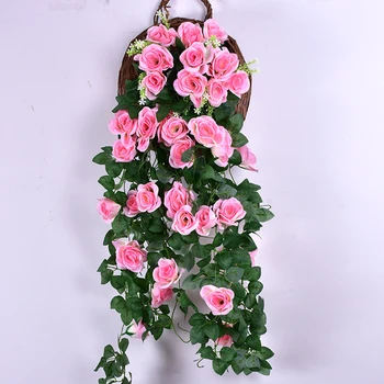 

Hanging Artificial Rose Vine Silk Bouquet Buch Wedding Home Party Decor