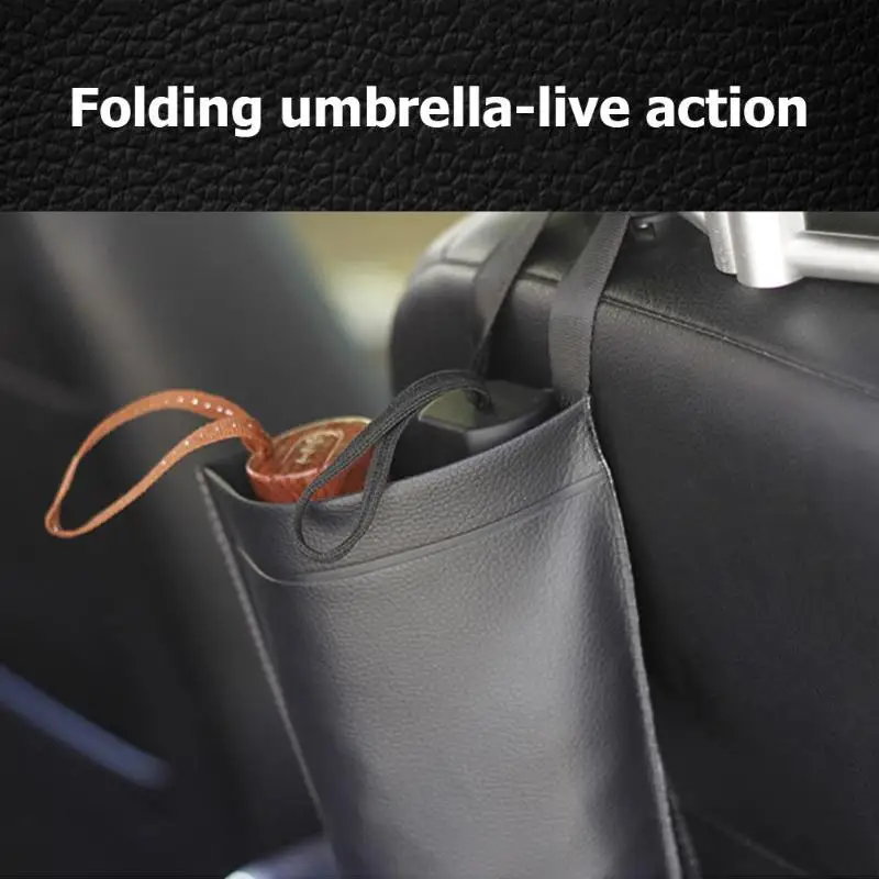 Universal Car Seat Back Umbrella Holder Synthetic Leather Waterproof Storage Bag Auto Accessories Folding Long Handle Umbrella