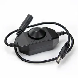 Interrupteur de lumière LED, câble d'alimentation femelle mâle, 5.5x2.1mm, connecteur DC, bouton poussoir blanc/noir, interrupteurs de gradation pour lampe à bande LED 