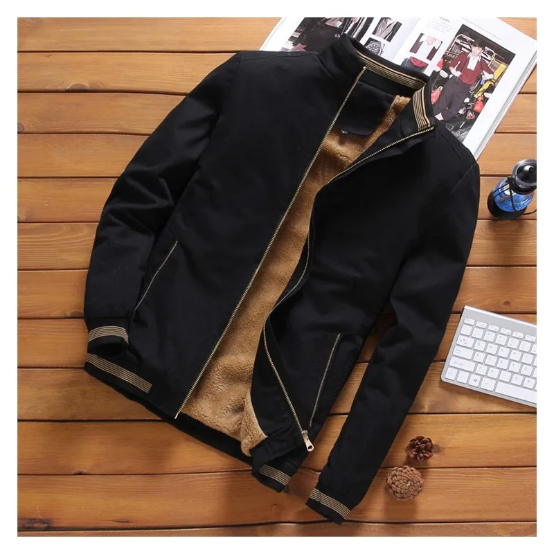 

Fleece Jackets Men's Pilot Jacket Winter Warm Male Fashion Baseball Hip Hop Coats Slim Fit Outwear