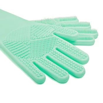 

Kitchen Silicone Gloves with Scrubber Magic Washing Gloves for Household Cleaning Multi Purpose Gloves