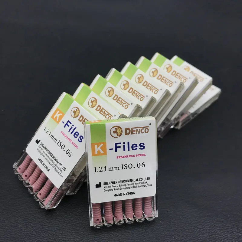 10 коробок эндодонтического корневого канала K файлы(ручного использования) стоматологические к-файл/H-файл 21 мм/25mm31mm файлы эндодонтические инструменты стоматолога инструменты - Цвет: 21mm K File No.06