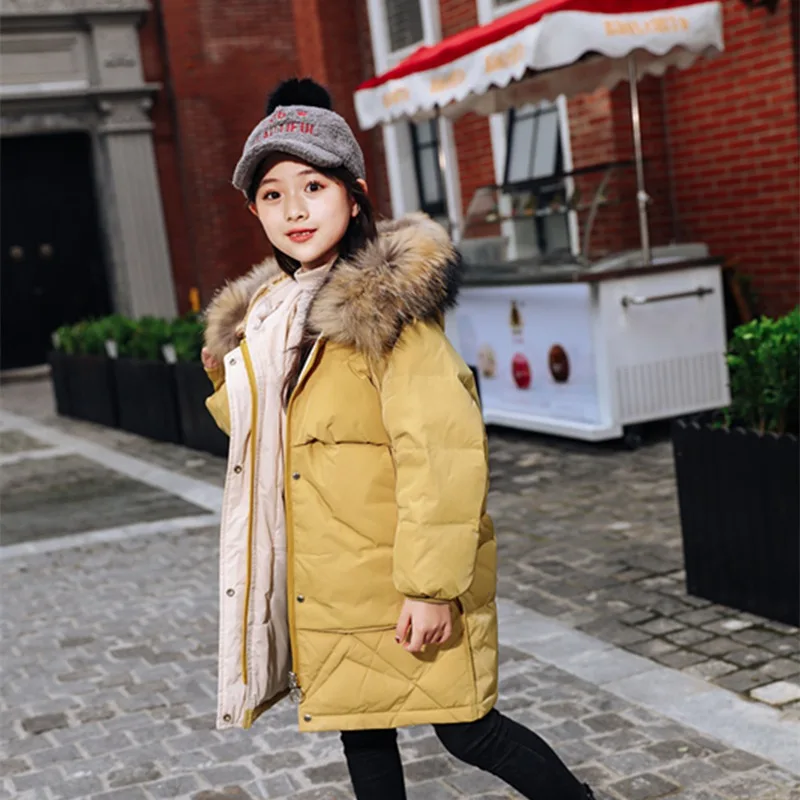 2019 брендовая модная куртка пуховик для девочек Теплые детские пуховики пальто с
