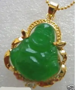 

New good Lucky Green JADE NEW Buddha Pendant&Necklace