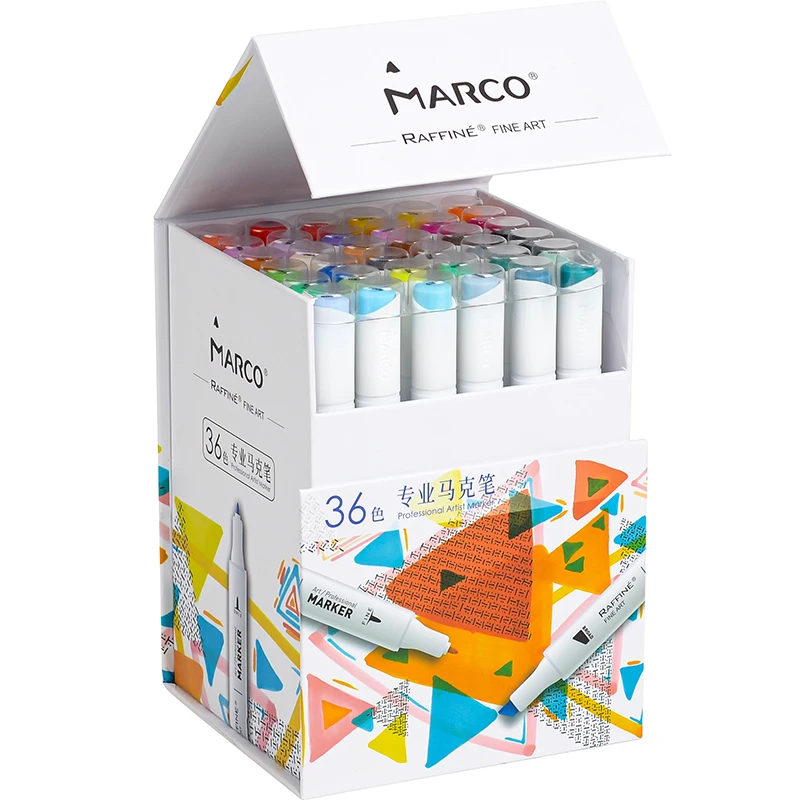 MARCO RAFFINE 36/60/120 colori pennarelli professionali a doppia punta per  pennarelli da disegno pennarelli Set pennarelli colorati