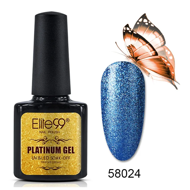 Elite99 10 мл Блестящий Платиновый Гель-лак для ногтей супер Сияющий Полупостоянный УФ-лак впитывающий гель-праймер для ногтей Gellak - Color: 58024