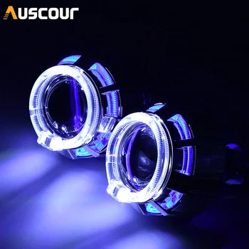 

2.0 inch mini h1 car Bixenon Projector lens with LED shrouds mask LHD RHD H1 H4 H7 hid xenon kit headlight modify