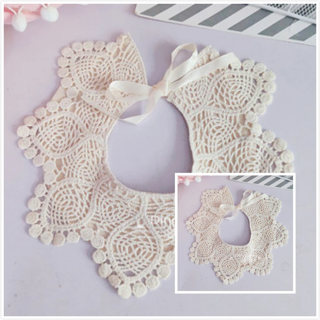 Baby girl Bibs White Princess Lace Tether Saliva Towels Photography Props Match With Wrapping in Cloth Baby Photo Shooting
