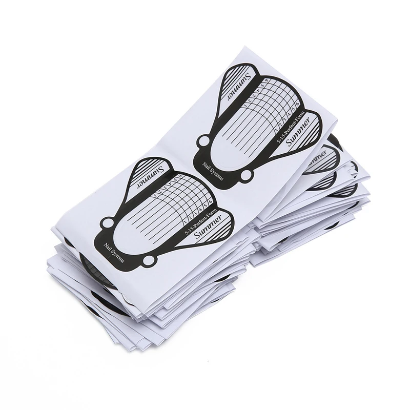 100pcs/lot Nail Art Forms Manicure Nail Extension Form Gel Nail Art Tips Extension Makeup Builder Guide Stencil Manicure Tools